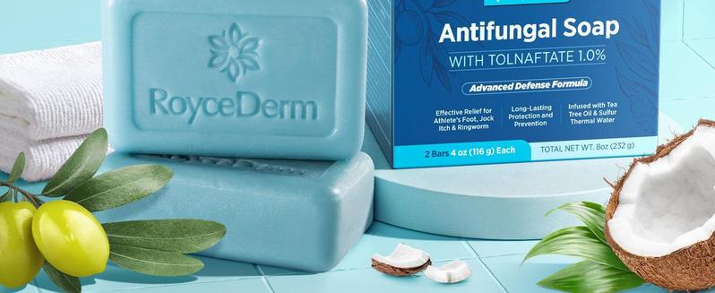 Roycederm Antifungal Tea Tree Oil Soap: Extra Strength Medicated Bar Soap Skin Fungus Treatment for Athletes Foot, Jock Itch & Ringworm - Deep Cleansing