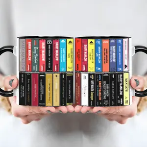 [Sale Up To 35%] Barry Manilow Albums Cassette Retro Music Accent Mug, Classic Pop Coffee Mug, Timeless Easy Listening Album Mug