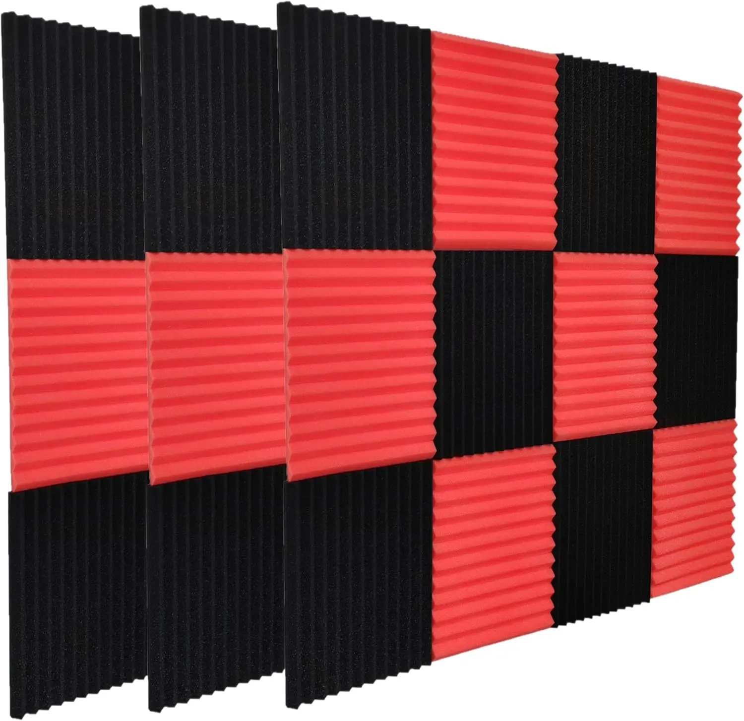 1x12x12in High Density Polyurethane Foam Acoustic Panels (12/24/48 Pack) - Noise Cancellation, Echo Reduction, Stylish Wall Foam Panels for Music Studios, Bedrooms