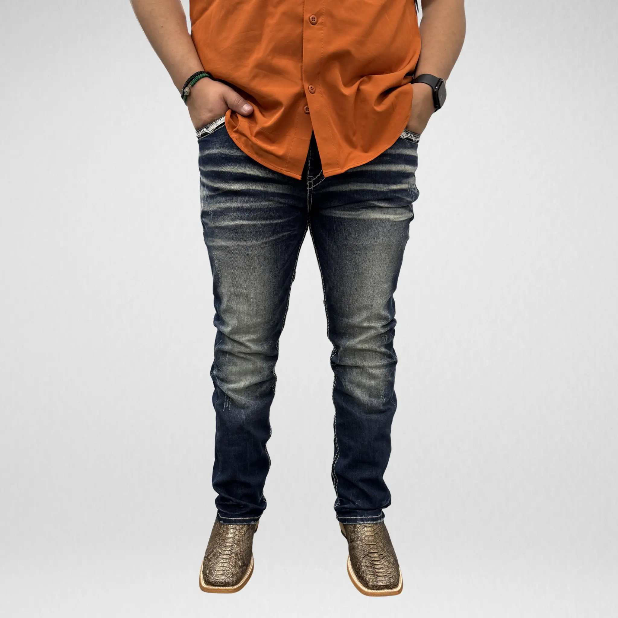 Men's De Niko Slim Straight Boot Denim (DN-035)