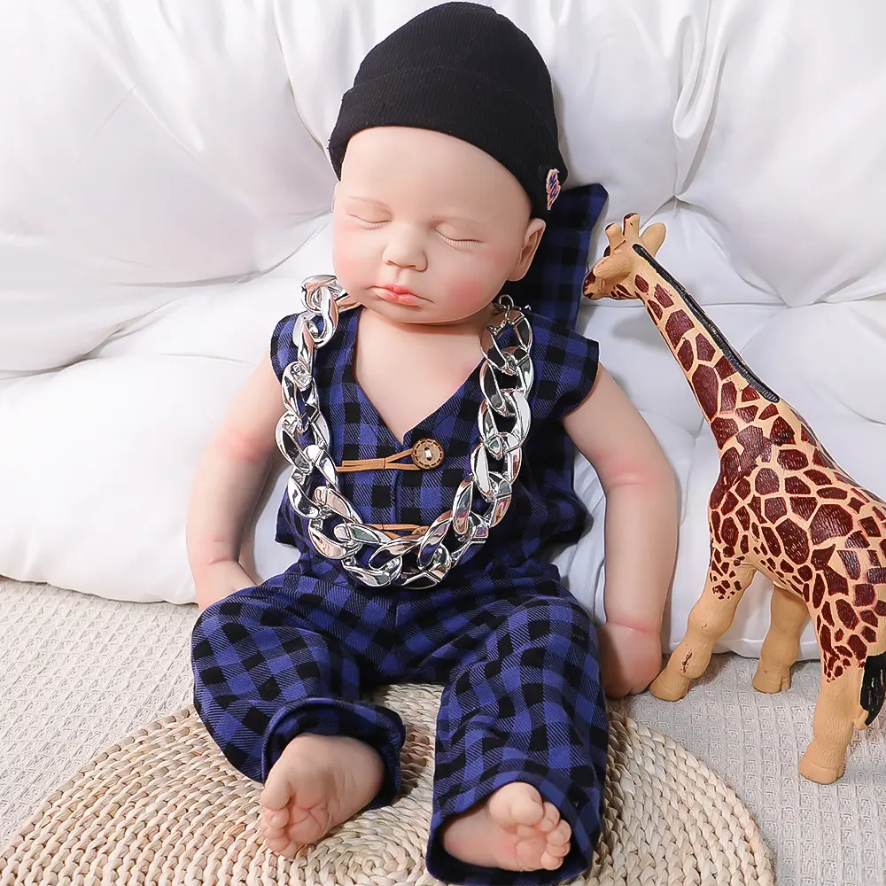 FunCuddle NO.17 Doll 19.29-inch Baby Boy Full Silicone Reborn Doll with Realistic Baby-like Skin for Emotional Companionship and Role Play Birthday Gift for Girls, Collectible Dolls, Cuddly Doll Gift