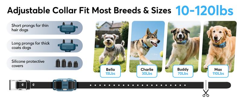 Jugbow Dog Training Collar - 3/4 Mile Dog Shock Collar with Remote for Large Medium Small Dogs, Rechargeable IPX8 Waterproof E-Collar with 99 Blunt Stimulation Levels, Tone or Vibration Mode, LED Light & Security Lock T-100