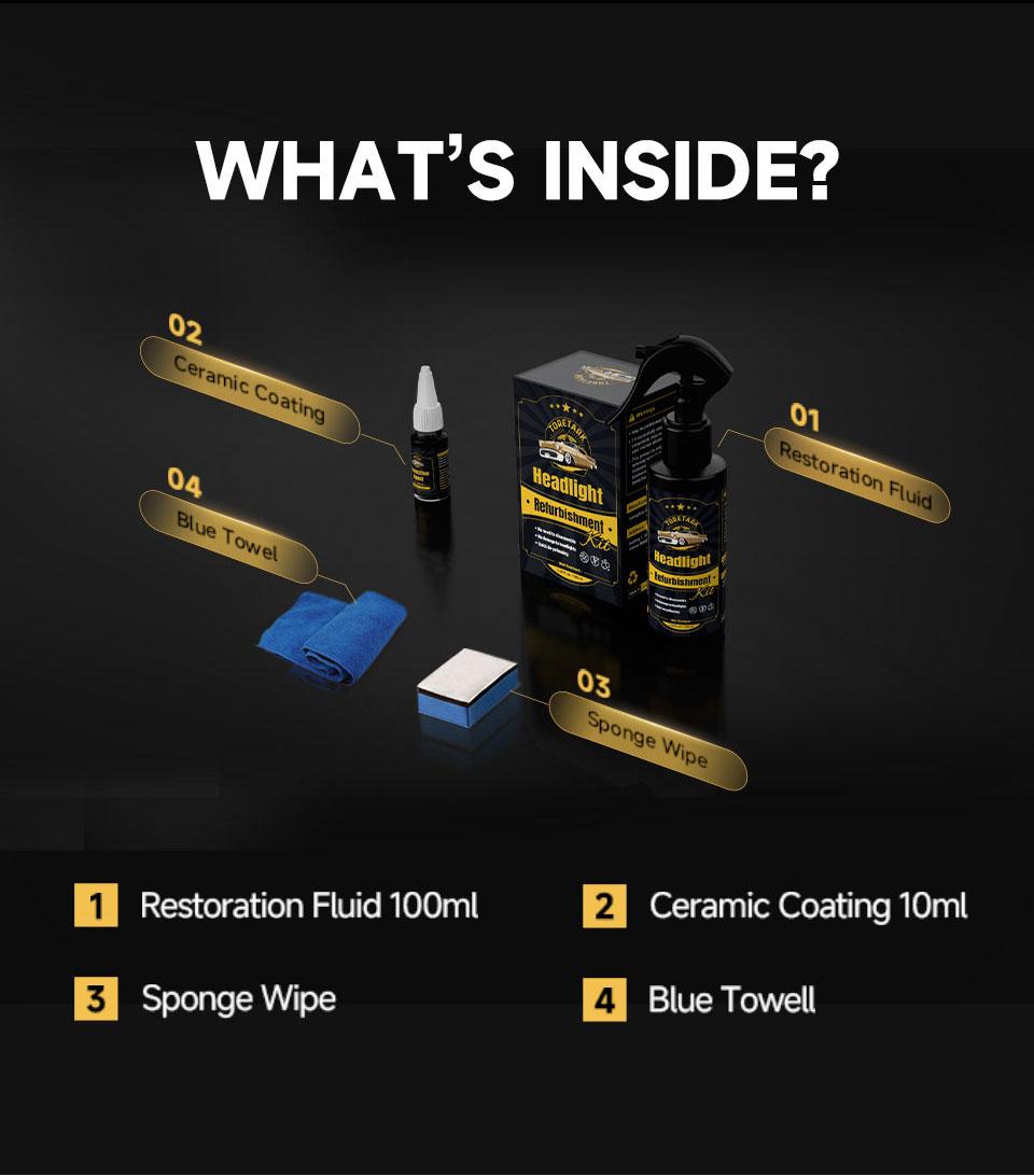 Toretark Valentine's Day Gift for Men, No-Sand Car Headlight Restoration Kits (100ML Cleaning Solution + 20ML Crystal Coating Agent), Repairs Oxidized And Yellowed Headlights, Crystal Clear Coating, Car Care Product Toretark Valentine's Day Gift for Men, No-Sand Car Headlight Restoration Kits (100ML Cleaning Solution + 20ML Crystal Coating Agent), Repairs Oxidized And Yellowed Headlights, Crystal Clear Coating, Car Care Product