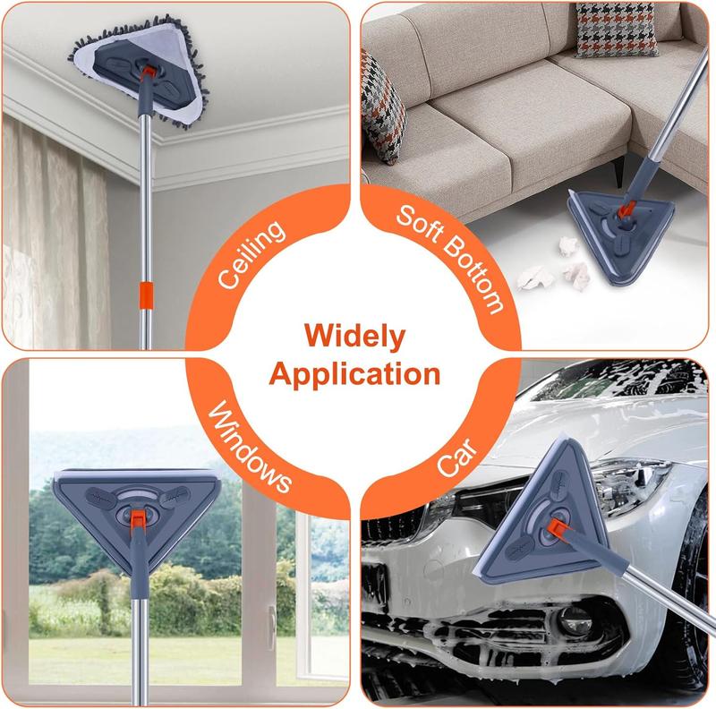 Wall Cleaning Mop with 81 Inch Long Handle Wall Washer Cleaner Tool for Walls Ceiling Fans Dust Baseboards Floors Ceiling Duster with 6 Replacement Pads roll  mops