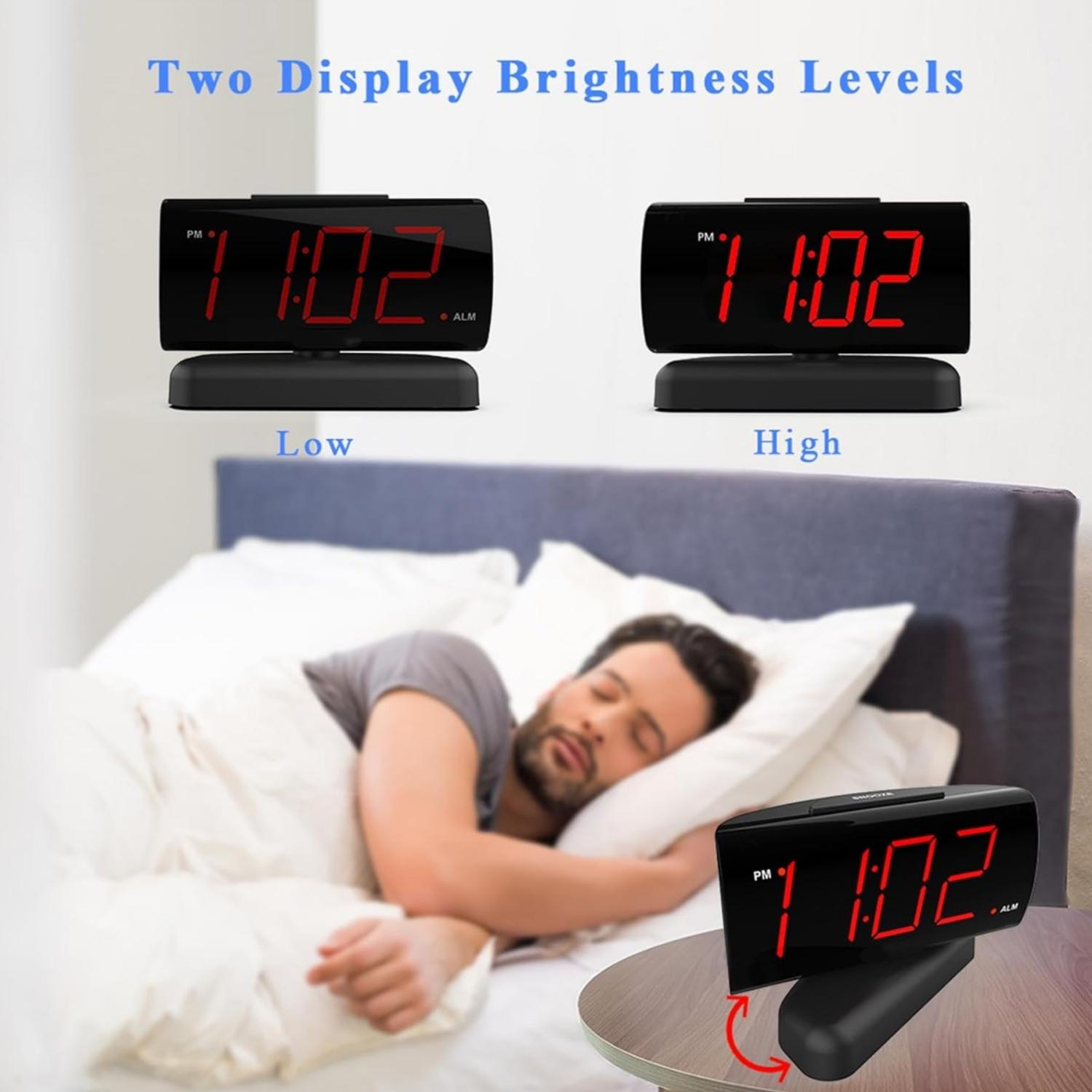 Mini Size Mirror LED Clock Simplicity Colorful Alarm Clocks Ultra Portable Travel Bedroom Bedside Clock 12/24H Display 6.3inches Large Display LED Digital Snooze Time Date Temperature Memory 3 Brightness Adjustable USB/Battery Powered Living Office Desk
