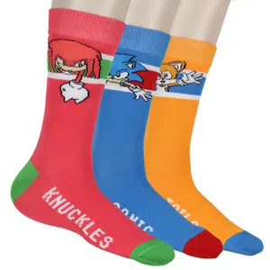 Sonic The Hedgehog Socks Men's 3 Pair Crew Socks Sonic Tails and Knuckles (Sock Size 10-13)