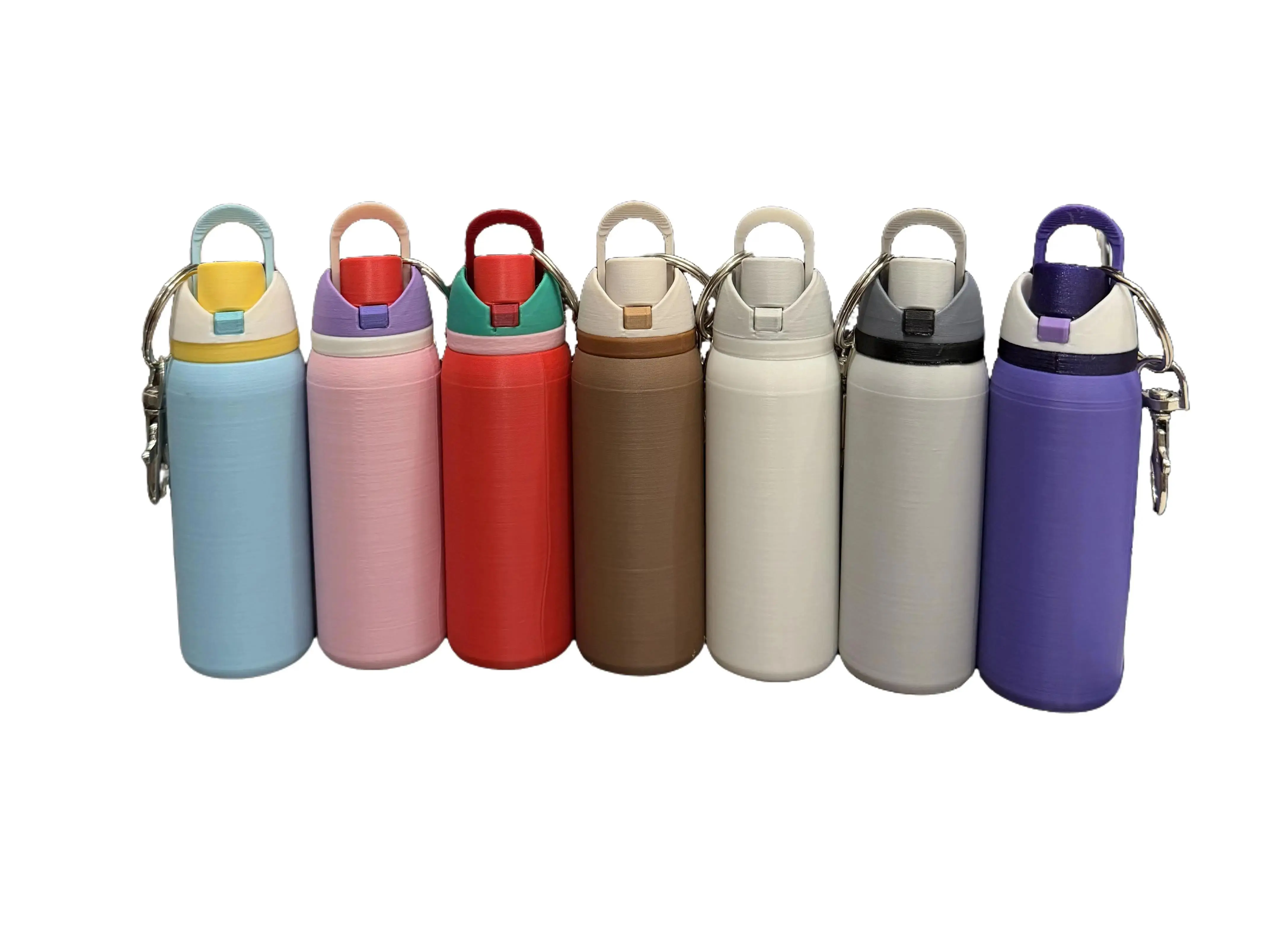 Mini Water Bottle Keychain, Cute 3D-Printed Small Essentials Holder, Novelty Pill Case & Bag Charm for Gifts, Mini Travel Products, Unisex, Everyday Carry, Plastic/Metal, Reassembleable