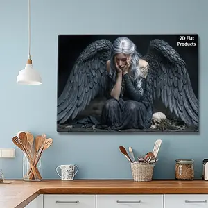 2D Flat, 2D Flat, 2D Flat A Single-Piece Bordered Canvas Poster Featuring a Stunning Woman with Silver Hair, Perfect for Decorating Your Living Room, Kitchen, Or Bedroom. This Wall Art Is Suitable for Church Events And Holiday Parties	