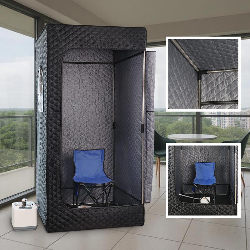 Upgraded 1200W Portable Home Steam Sauna Kit 3L Personal Sauna with Remote Control & Blue Chair for Relaxation Detoxification