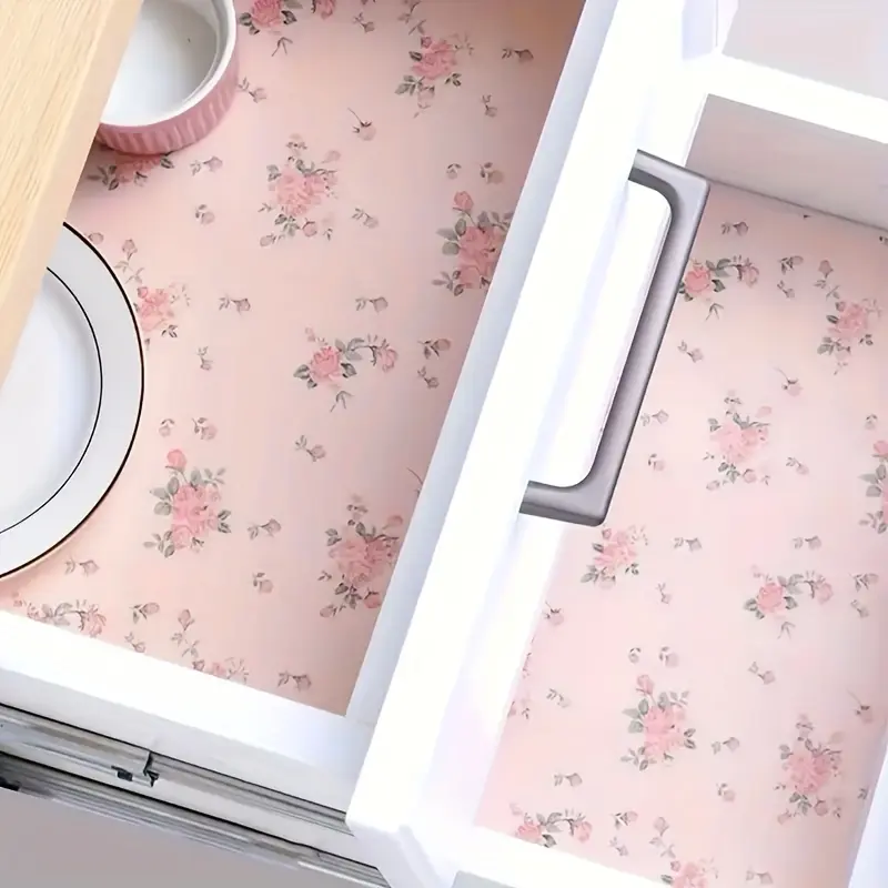 Shelf Liner, Plastic, Non-slip Drawer Mat, Decorative Mat, Durable & Cuttable Pad, Moisture-proof & Waterproof Liner, For Kitchen And Bathroom Cabinet, Drawer And Cupboard, Home Decor, Kitchen Gadgets, Kitchen Organizers & Storage, Kitchen Accessories