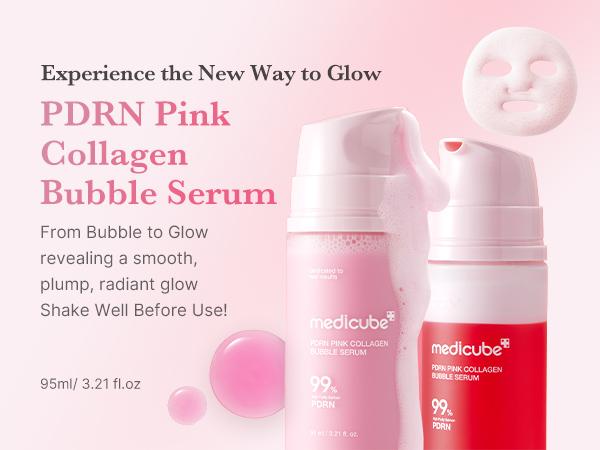 [NEW] [medicube] PDRN Pink Collagen Bubble Serum | Dual-Layer Micro-Bubble K-Beauty Serum for Firm, Plump & Radiant Skin | Hydrating, Healthy-looking Glow | PDRN, Collagen, Niacinamide