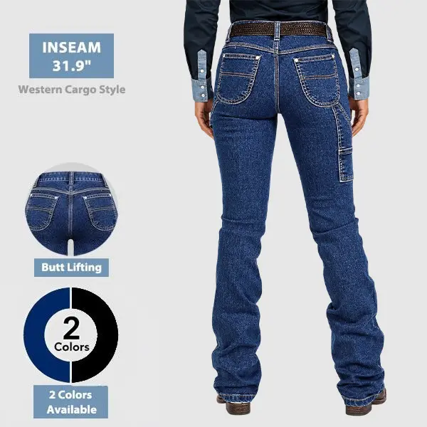 Flamingals Wash Mid Rise Bootcut Carpenter Jeans Womenswear Western Chic
