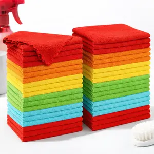 Microfiber Cleaning Cloth 50 Pack, Absorbent Lint-Free Cleaning Rags for Household & Kitchen, Including 5 colors (Blue/Yellow/Green/Orange/Red)