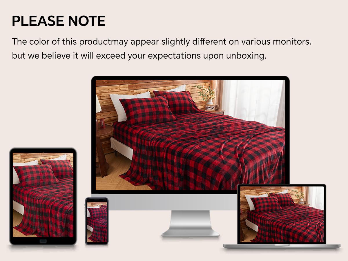 BEDELITE Super Soft Fleece Sheets Set - Queen/King Size, Fitted Flat Pillowcases, Deep Pocket, Comfortable Bedding for Valentine's Day Gifts