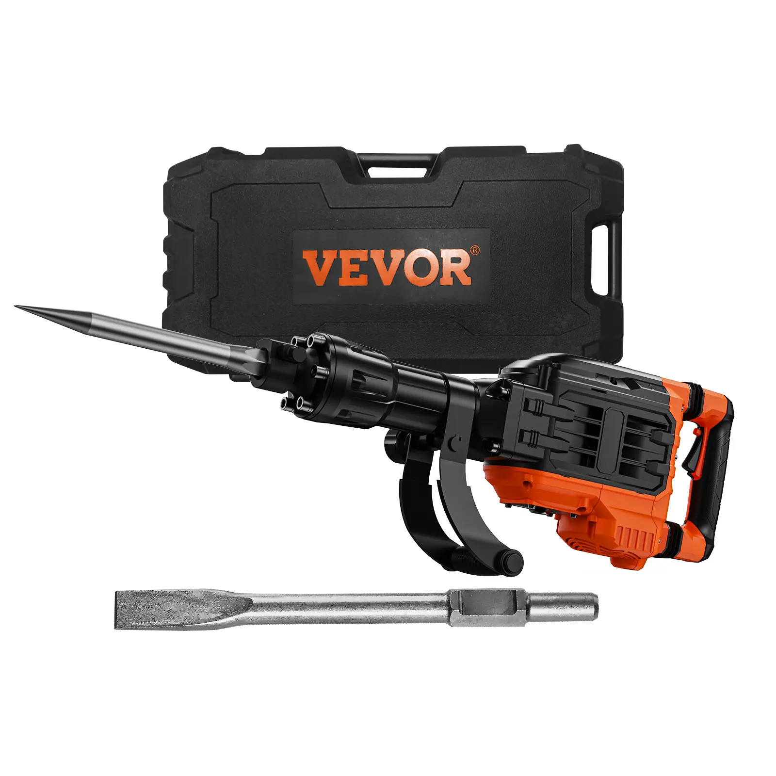 【summerfinds】VEVOR Demolition Jack Hammer, 3500W Jack Hammer Concrete Breaker, 2pcs Chisel with Gloves & 360°C Swiveling Front Handle for Trenching, 1900 BPM Heavy Duty Electric Jack Hammer, Black