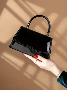 Women Patent Leather Mini Top Handle Bag Elegant Small Handbag Glossy Evening Purse for Wedding Party Clutch Bag