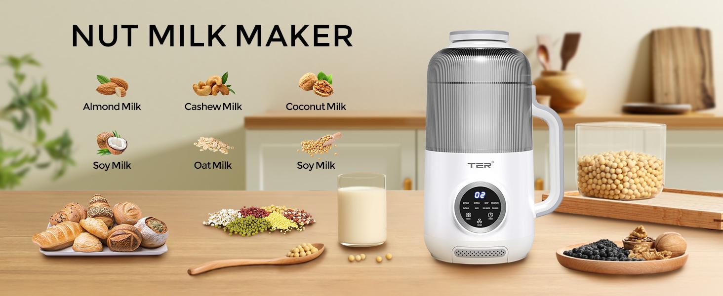 10-in-1 Nut Milk Machine&Coffee Maker with Quiet Shield 40oz Self-Cleaning, Soy/Oat Milk Blender, Delay Start, Keep Warm,Boil Water, Multifunctional Automatic Juicer,Black/White