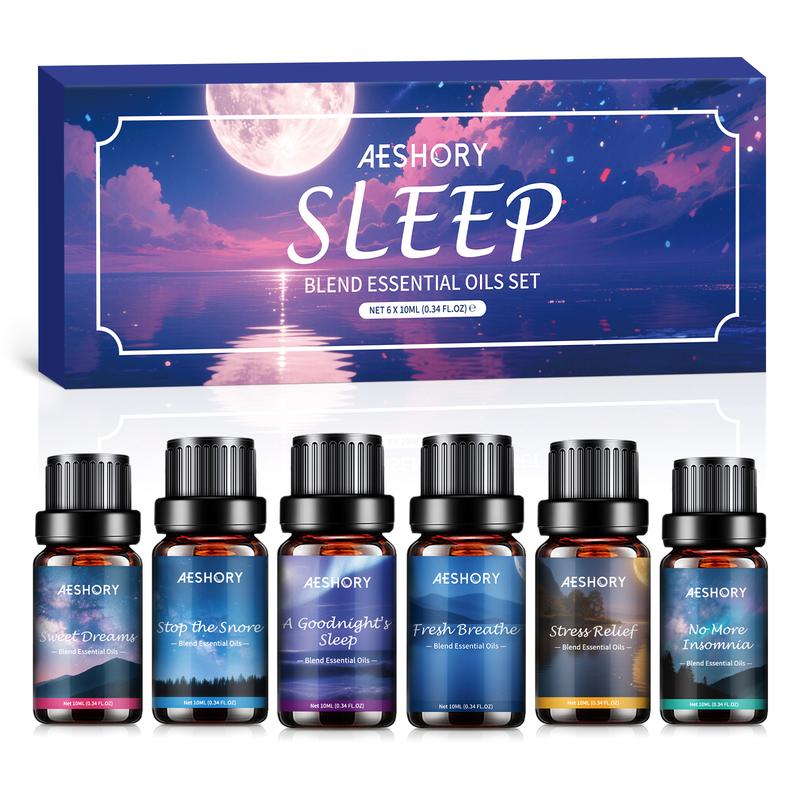 Aeshory Sleep Premium Diffuser Oils Gift Set - 6x10ML Retail Packaged Scented Luxury Blend, Selfcare Scented Oils for Diffusers/Candles, Soap Making
