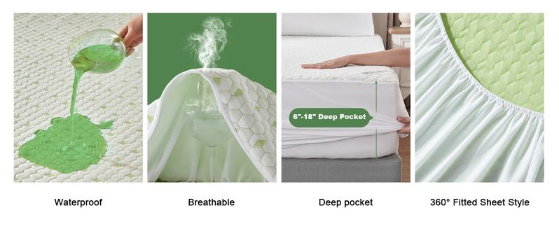 【BEDLORE】Honeycomb Waterproof Fitted Sheet, Soft & Breathable Non-Slip Fabric with Deep Pockets, Machine Washable, Great for Daily Bedroom Use