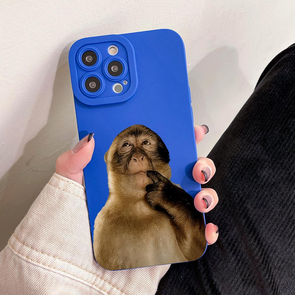 Cute Monkey Meme TPU Soft Silicone Smartphone Cover - Shockproof, Full Protection Cellphone Accessory, Compatible with iPhone 17,16,15 Pro Max,14,13,12,11,X,Plus,Mini