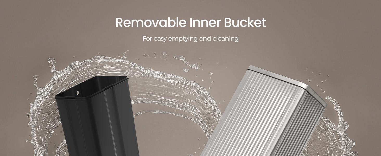SONGMICS Trash Can, 13 Gallon (50 L) Garbage Can for Kitchen, with Lid, Pedal, and Removable Inner Bucket, Soft Close, Stainless Steel, 15 Trash Bags (Code K) Included