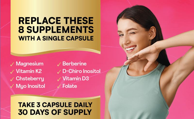 Parrox Myo-Inositol Supplement - Women's Hormones & Cycle Support - with D-Chiro Inositol & 13+ Extra Strength Ingredients - 90 Vegan Capsules - MADE IN USA Healthcare Vitamin