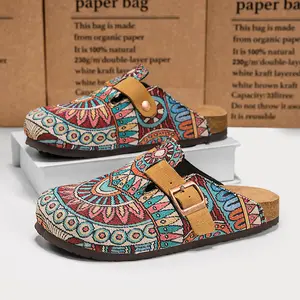 Trendy Ethnic-Style Closed-Toe Slip-On Clogs for Men and Women, Soft Sole, No Heel