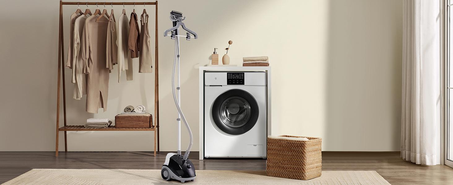 Standing Garment Steamer, 1500W Professional Wrinkle Remover, 1.7L Water Tank for 55 Min Continuous working,  Heats in 45 Seconds
