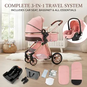 (White luxury baby )Baby  with Free Bag ,Newborn ,Foldable  Legs,Equipped with Chest Clip,One-Click Contraction Function,Alloy Metal Material,4-wheel Travel Toddler  Lightweight  with Infant Car Seat dual stroller carrier for Modular jogging vintage straw