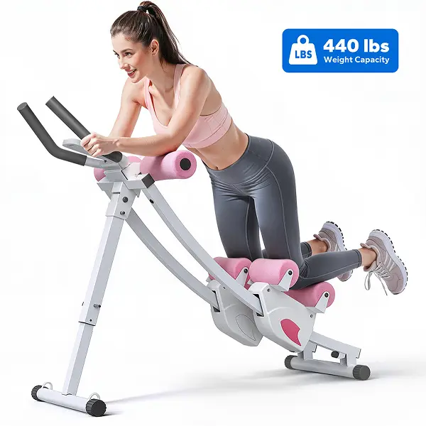 Merach Dual Track Single Track Ab Trainer with LCD Monitor, 440lbs Weight Capacity, Foldable for Easy Storage, Ergonomic Supportive Design, Tones Waist Abs Arms Legs Hips, Ideal for Home Gym Beginners & Daily Fitness Enthusiasts BackToSchool