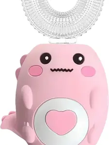 Kids U Shaped Electric Toothbrush with Brush Heads, 360° Sonic Automatic Toothbrush with 3 Cleaning Modes, IPX7 Waterproof Cartoon Dinosaur Design (Ages 2-12)