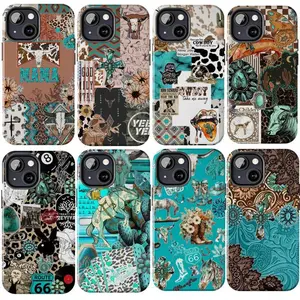 Vintage Western Cowgirl Turquoise Phone Case, Retro Cowboy Aesthtic For iPhone 17 16 15 14 13 12 11 X 8, Unique Accession, Durable Cover