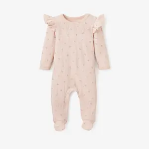 Blush Floral Organic Cotton Pointelle Baby Jumpsuit