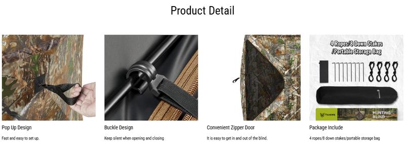 【Tidewe Hunting Winter】Tidewe Amazing Offer 270° See Through 1-2/2-3/3-4/4-6 Person Hunting Blind, Pop Up Ground Deer Blind Tent