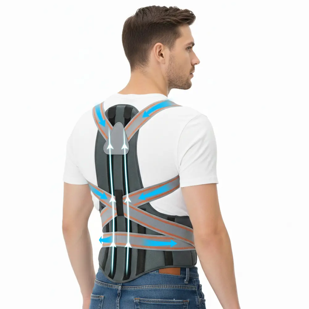 AULEXMED Posture Corrector - Breathable Full Back Support Brace with Adjustable Shoulder Straps, Ergonomic Design, Lightweight, Comfortable, Available in 5 Sizes, Hand Wash Only for Men & Women Daily Wear [DealsForYouDays]