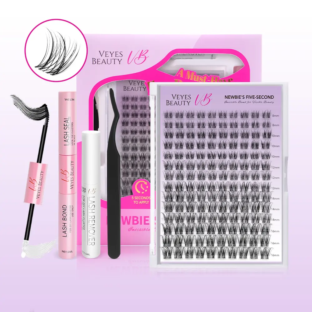 VEYESBEAUTY Aliva Cluster Lashes individual Lash Extensions Layered Wispy Faux Mink Lash Newbie's Five-Second DlY Mixed Length for Self Application Makeup atHome Cosmetic Eyelashes Extensions