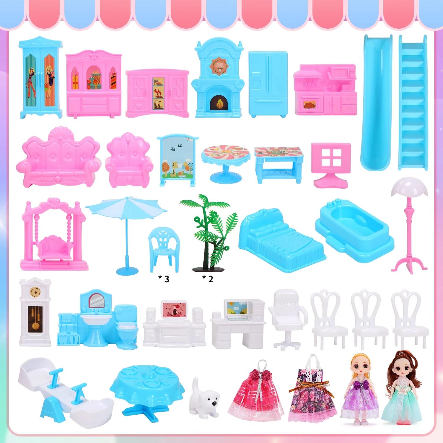 16 Rooms Huge Dollhouse, 10" x 6" x 11" Doll House , Pretend Play Toy House For Girls, House Playset, Party Doll House