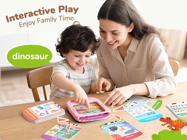 JoyCat Learning Tablet for Kids, Educational Learning Pad to Learn Alphabet Phonics Words Numbers Music Animals, Talking Flash Cards, Autism Sensory Toys, Phonics Flashcards