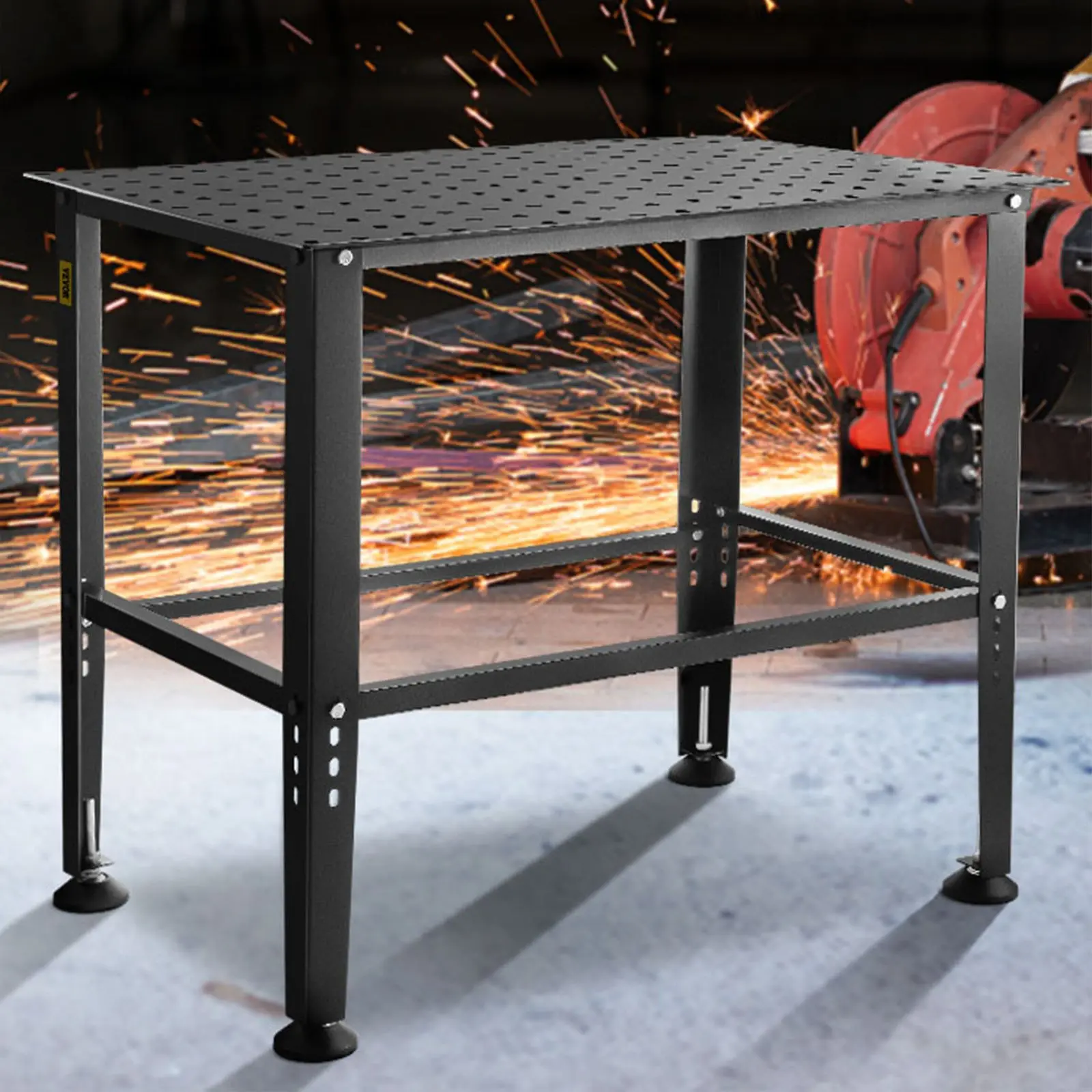 Heavy Duty Carbon Steel Welding Table - 36 x 24 in Construction Tool Organizer Workbench with Multiple Fixture Holes, 800 lbs Capacity