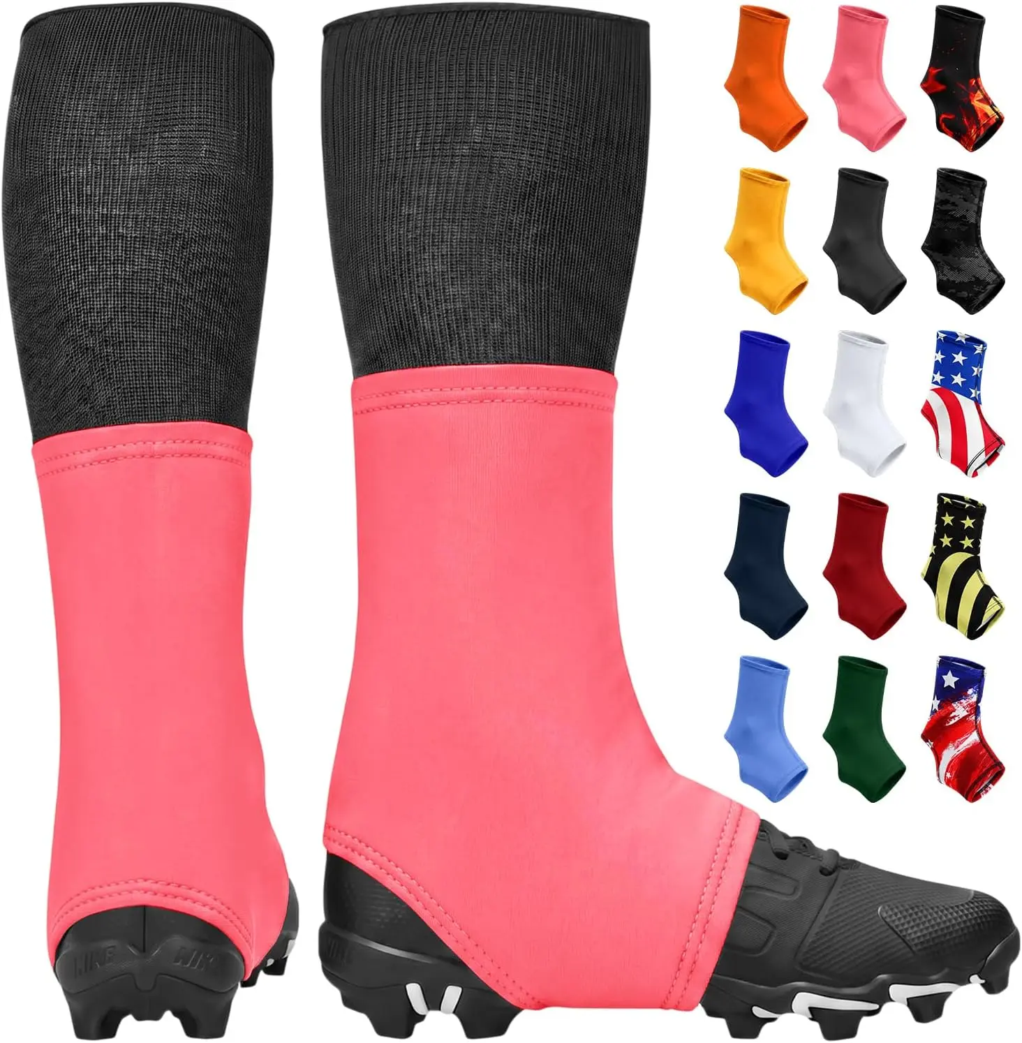 Exxact Sports Football Spats Cleat Covers - Men's Football Accessories, Pink Lace Covers for Cleats, 18 Unique Designs, Convenient & Easy to Clean ( Pink)