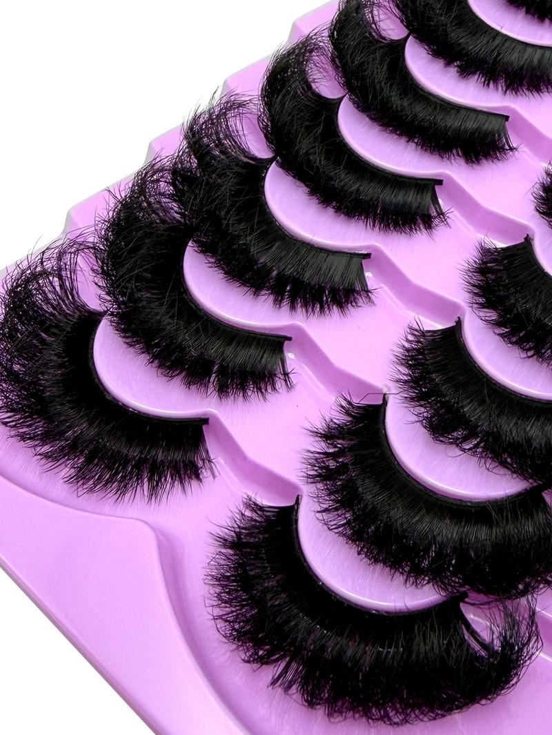 7 Pairs Natural Looking Thick & Fluffy Faux Mink 3D Eyelashes, Russian Volume Lashes Drama Messy Mink Eyelashes, Smart Long Winged Fox Eye Lifting & Lengthening Eyelash Extension Kit, Full Lash Strip Reusable For Daily & Party Use