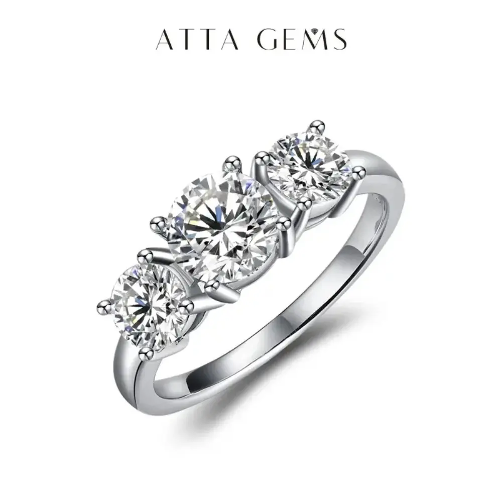 3 Stones All Synthetic Moissanite Ring Elegant Design For Woman Man Anniversary Wedding Engagement 925 Sterling Silver Rings Gift Valentine's Day R014, Moissanite Engagement Ring, Three Stone Ring Summervibes summerwins tiktokshopbacktoschool
