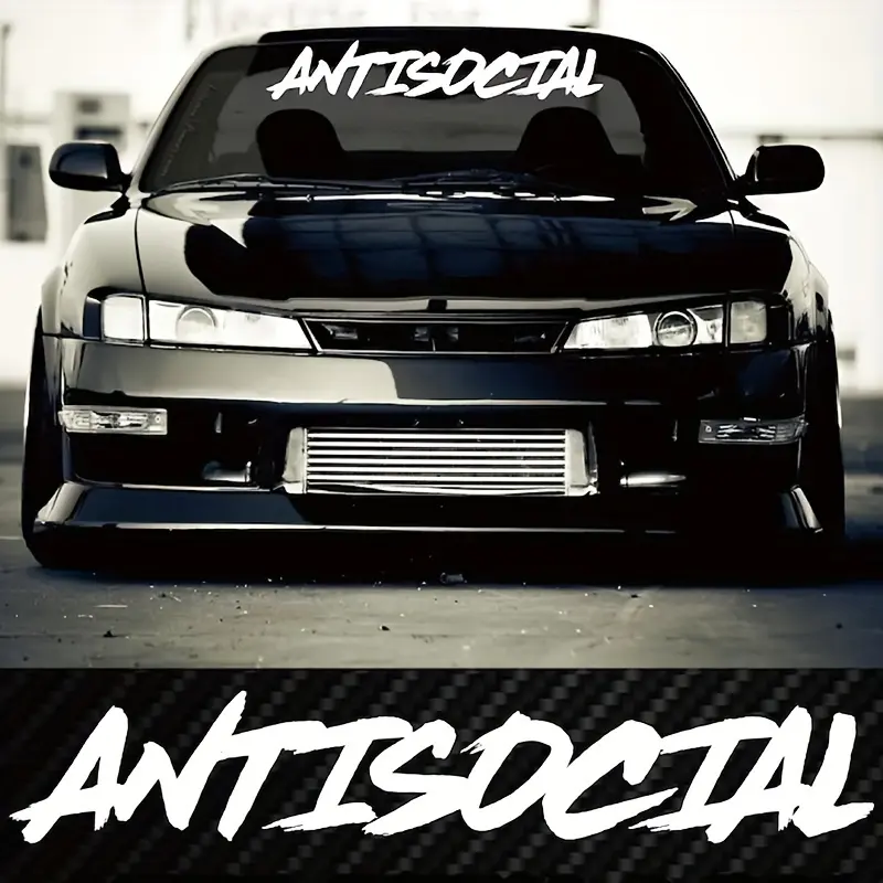 1PC Anti-Social Windshield Stickers - Car Window Stickers - Universal Car, Motorcycle & Truck Automotive Vinyl Decal, Decal Vinyl Decals for Audi, BMW, Toyota |, Creative Auto Accessories, Car Vehicle Decoration, Vehicle Exterior Decoration