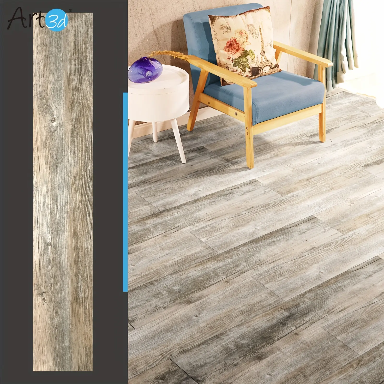 Art3d Self-Adhesive Luxury Vinyl Indoor Plank Floor, 36-Pack Old Wood Design, 36"X6"X0.06" Size, 54 Sq.ft per Case