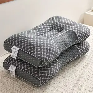 2pcs Massage Neck Pillows Adjustable Ergonomic Orthopedic Contour Support, High-Quality Pillow Core With Removable Zippered Cover, All-Season Sleeping Comfort, Neck And Shoulder Massager, Modern Pillow Design, Breathable Fabric