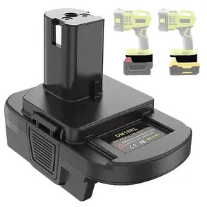 DM18RL Battery Adapter for Dewalt 20V & for Milwaukee for M18 18V Li-Ion Battery, Convert to for Ryobi 18V ONE+ P108 ABP1801 Battery, Battery Converter with USB Charging Port (Black)