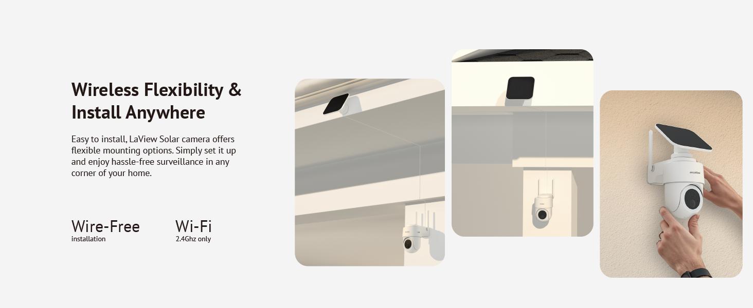 LaView 2K 3MP Solar Security Cameras Wireless Outdoor, Cameras for Home Security, 360° Pan & Tilt Home Security Cameras, IP65 Outdoor Camera, Color Night Vision, Two-Way Audio, Compatible with Alexa