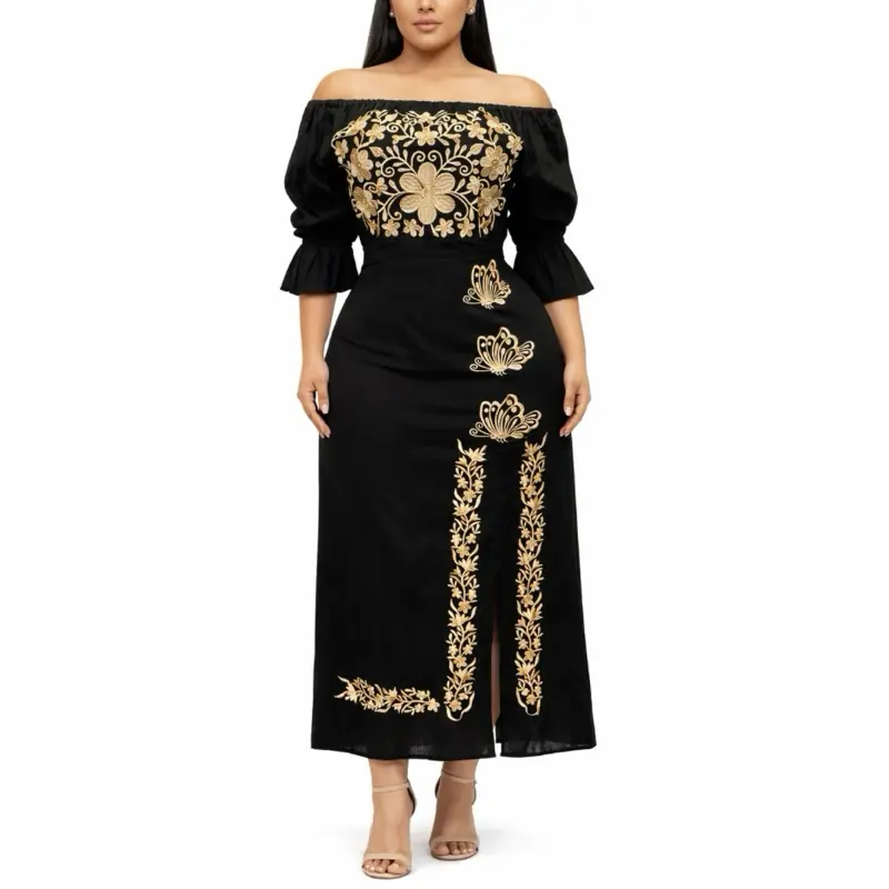embroidered mexican evening dress - TikTok Shop