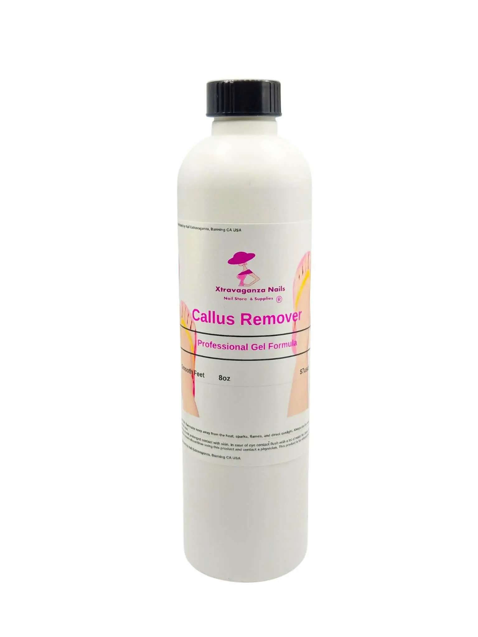 Extravaganza Nails Callus Remover Gel 8 Fl. Oz. for Smooth Silky Feet Results Pedicure Care Healthy Feet Professional Gel Formula, Exfoliating, Smoothing
