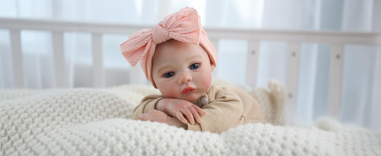 [WOOROY] Realistic Reborn Baby Doll - 18 In Lifelike Newborn Baby Girl, Real Life Baby Dolls with Soft Weighted Cloth Body, Birthday & Christmas Gift Set for Kids Age 3+